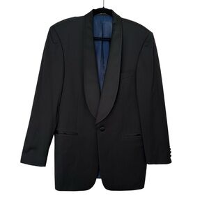 HUGO BOSS Black Virgin Wool‎ Blazer One Button Dress Casual Tuxedo Jacket 38R
